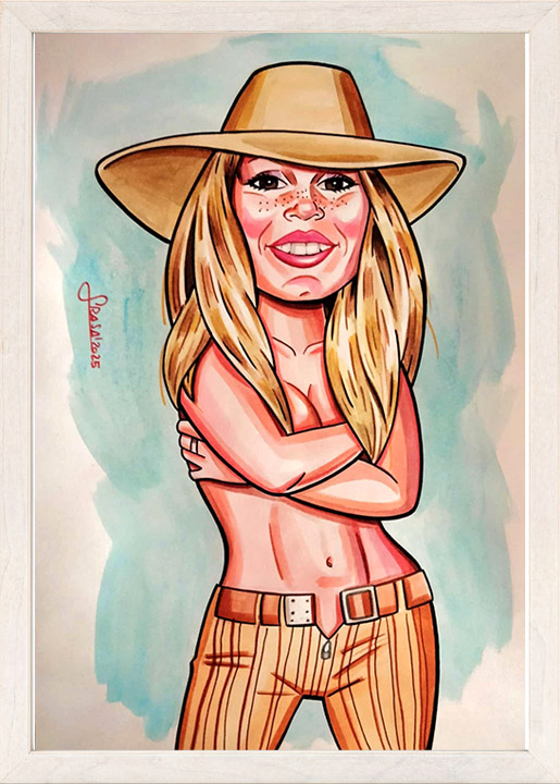 Caricaturas de famosos a rotulador: brigitte Bardot