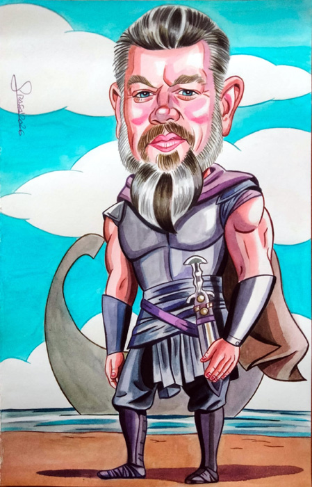 caricaturas-famosos-caricatura-acuarela-actor-matt-damon-la-odisea-christopher-nolan-odiseo-ulises Matt Damon en La Odisea