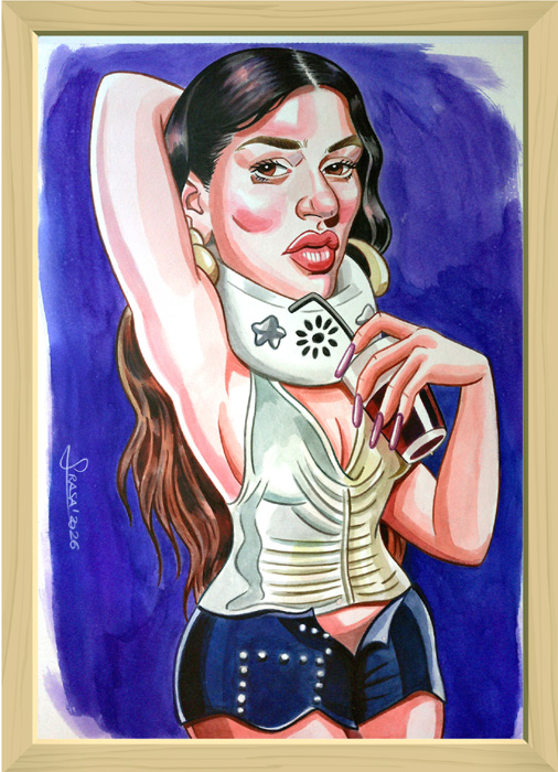 Caricaturas personalizadas de famosos; Rosalía en la serie Euphoria