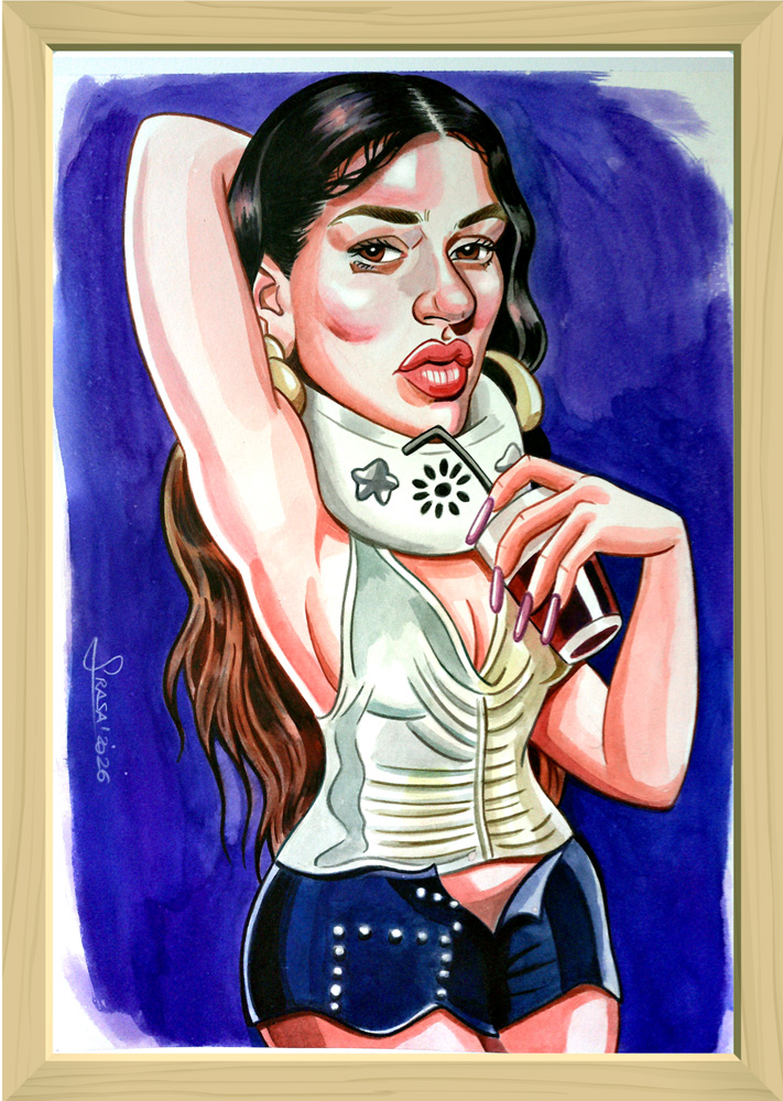 Caricaturas personalizadas de famosos; Rosalía en la serie Euphoria