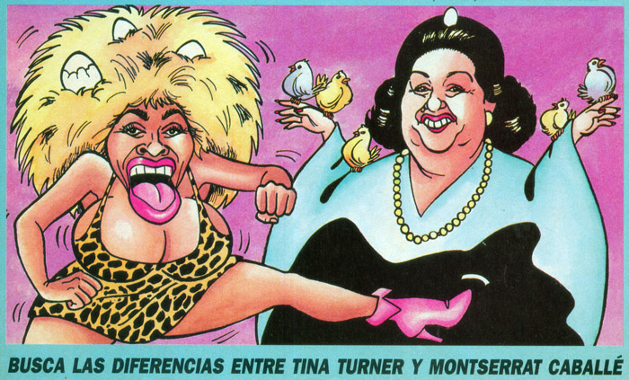 Caricatura de Tina Turner y Montserrat Caballé
