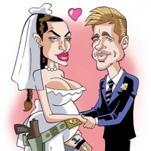 Caricatura digital de Angelina y Brad