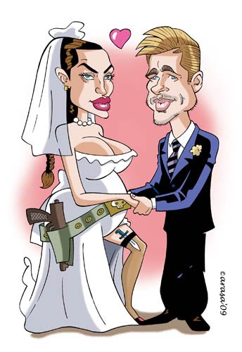 Caricatura de Angelina y Brad