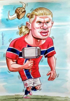 Caricaturas famosos futbolistas: Haaland