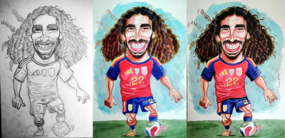 ilustraciones-caricaturas-artesanales-famosos-futbolistas-futbol-mundial-seleccion-real-madrid-marc-cucurella-proceso-creacion Proceso de creación Cucurella