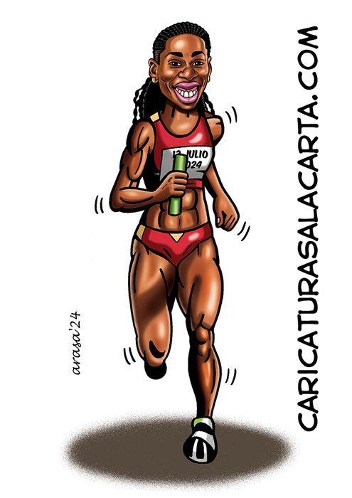 Caricatura digital de la atleta Aauri Bokesa