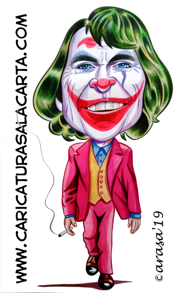 Caricaturas de famosos actores: Joaquin Phoenix como Joker