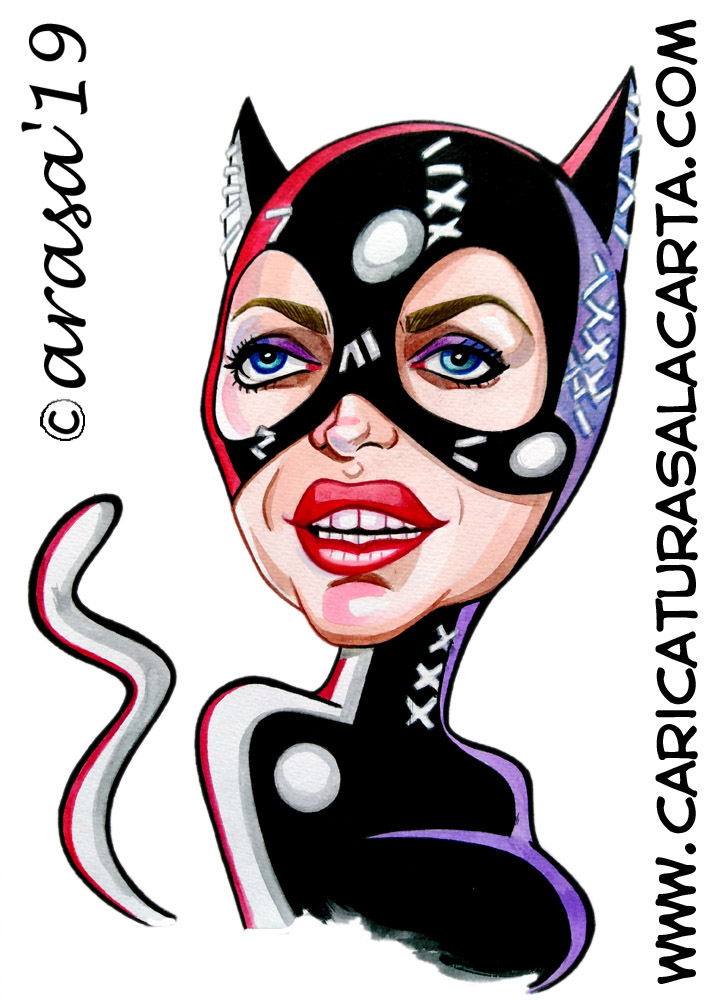 Caricaturas de famosos actores: Michelle Pfeiffer como Catwoman