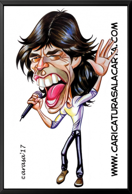 Caricatura de Mick Jagger, líder de The Rolling Stones
