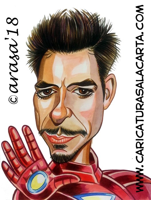 Caricaturas de famosos actores: Robert Downey jr (Ironman)