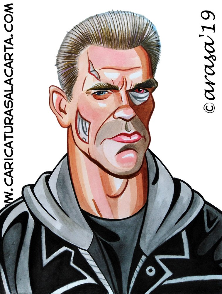Caricaturas de famosos: Arnold Schwarzenegger Terminator