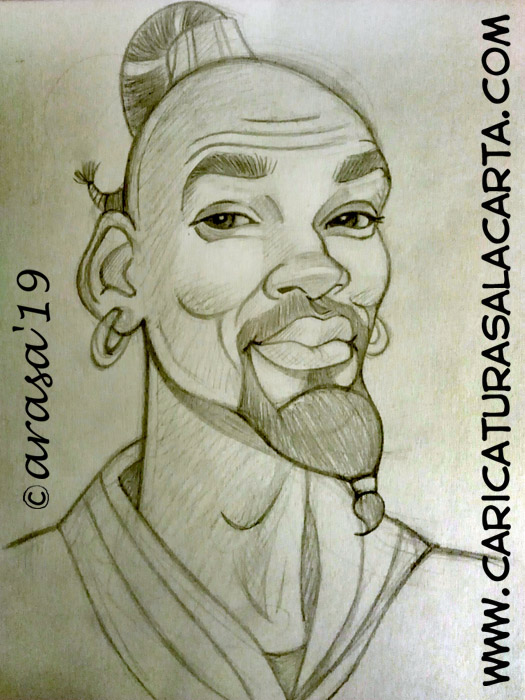 Caricaturas de famosos actores: boceto de Will Smith en Aladdin